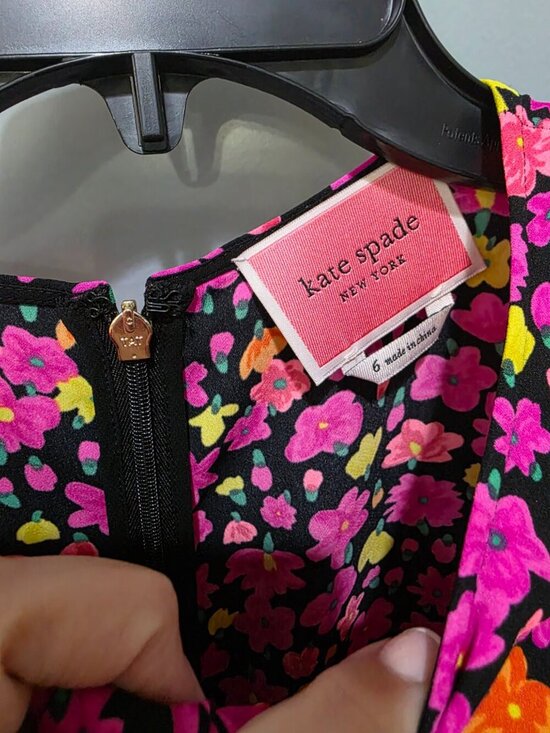 Kate Spade Bright Floral Puff Sleeve Dress Size 6 Multicolor A-Line - Picture 4 of 11